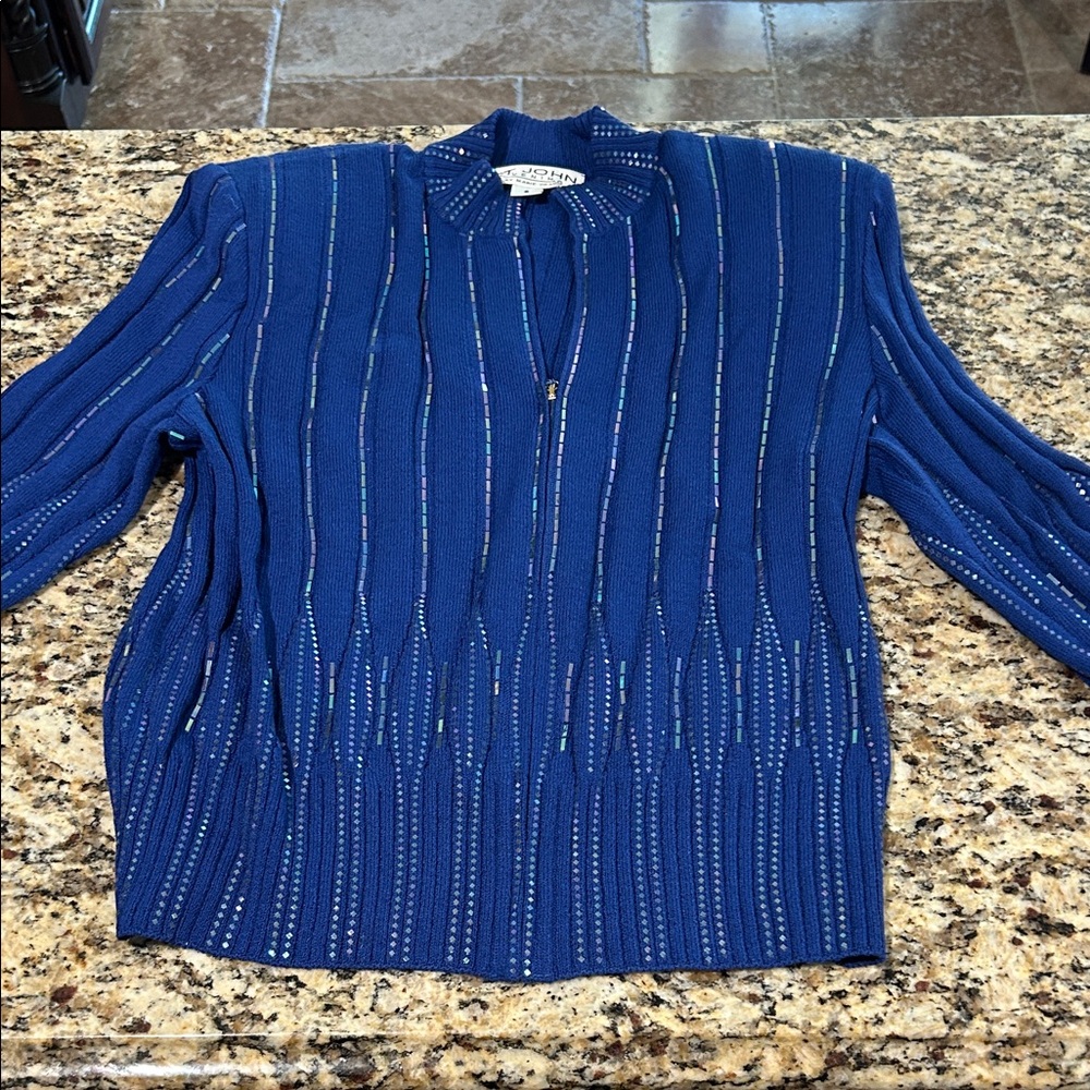 St. John Blue Cardigan Sweater